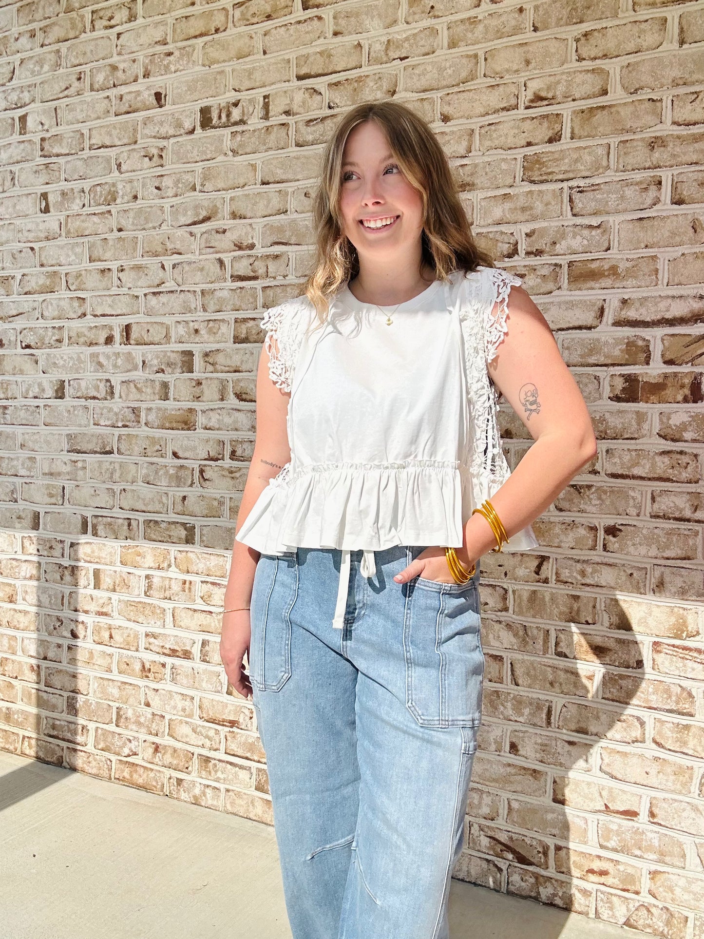 Risen High Rise Cropped Wide Barrel Jeans
