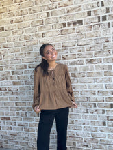 Load image into Gallery viewer, Chestnut Pleated Blouse

