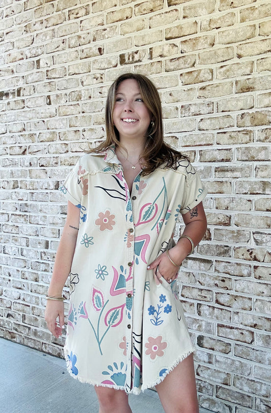 Painted Khaki Dress