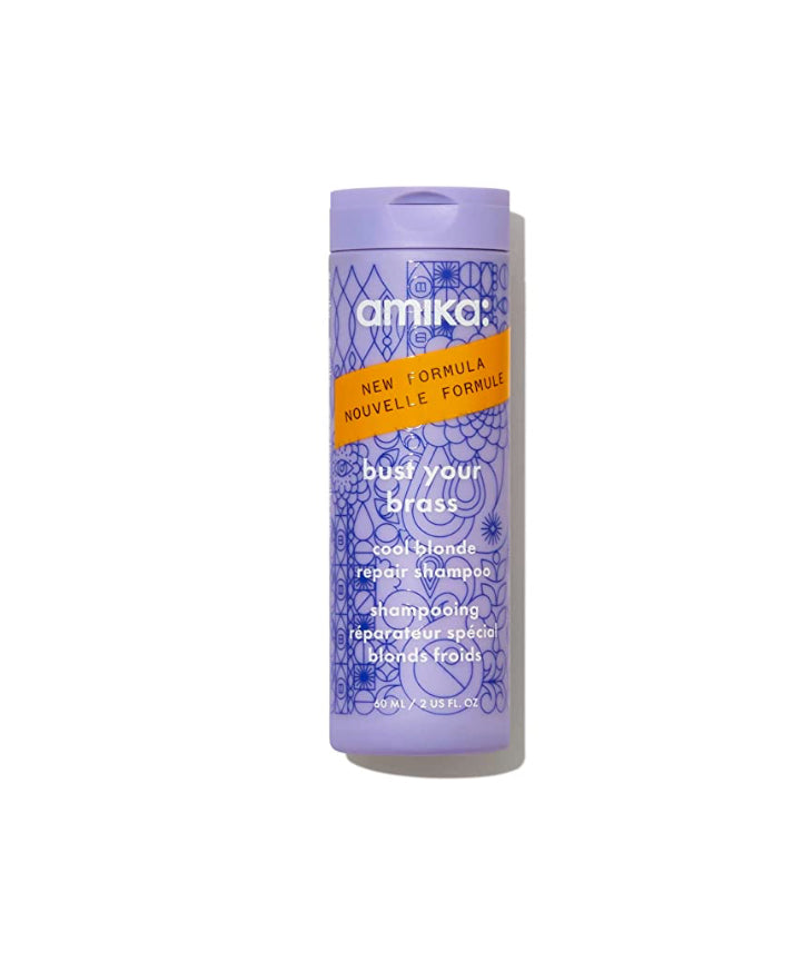 Amika bust your brass cool blonde repair shampoo travel 2 oz