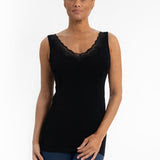 Load image into Gallery viewer, Lace Trim V Neck Tank
