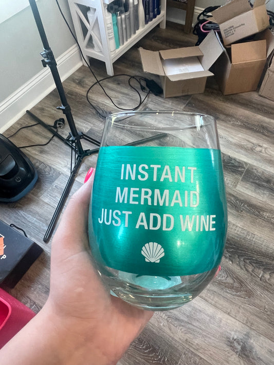 Instant mermaid wine glass